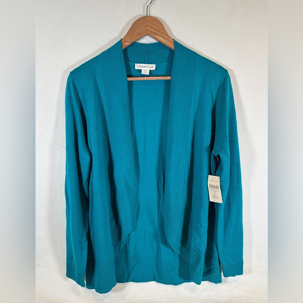 Coldwater Creek Blue Wool Cardigan Women’s Size L (14/16)